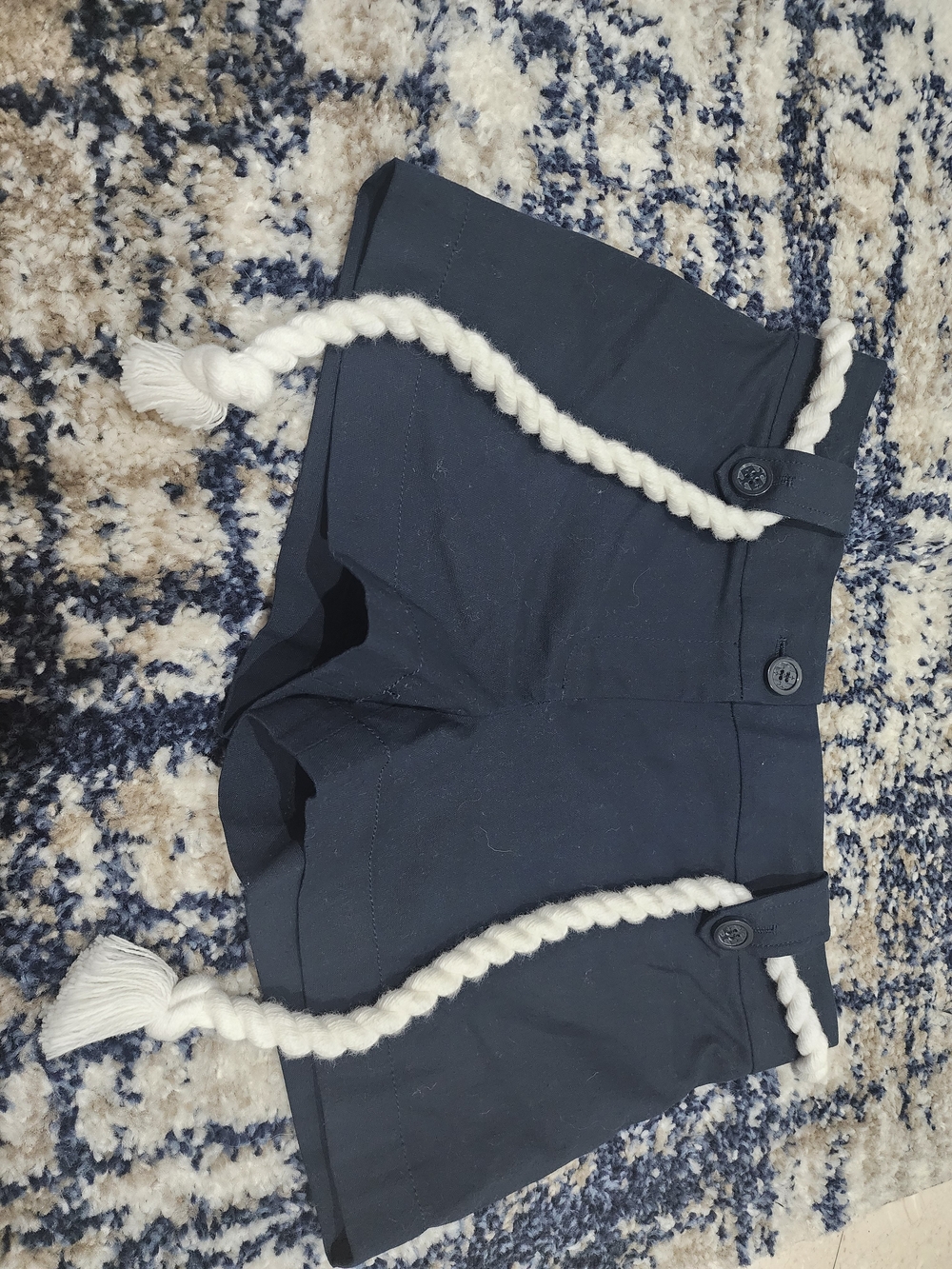 Tory Burch Navy Shorts with Braided Rope Detail
